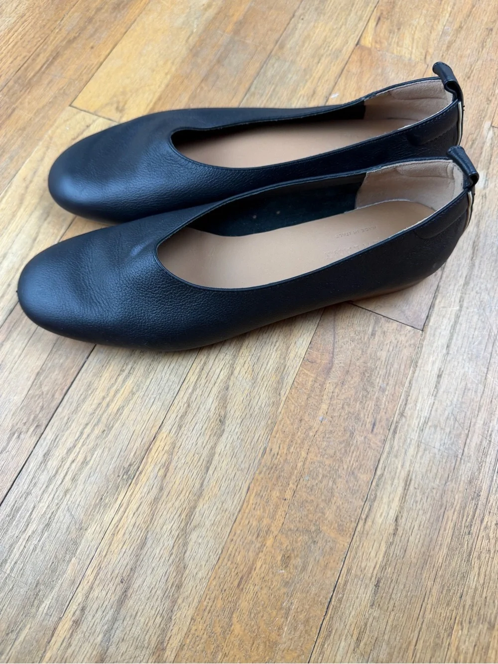 Everlane Black Leather Slip-On Ballet Flats
